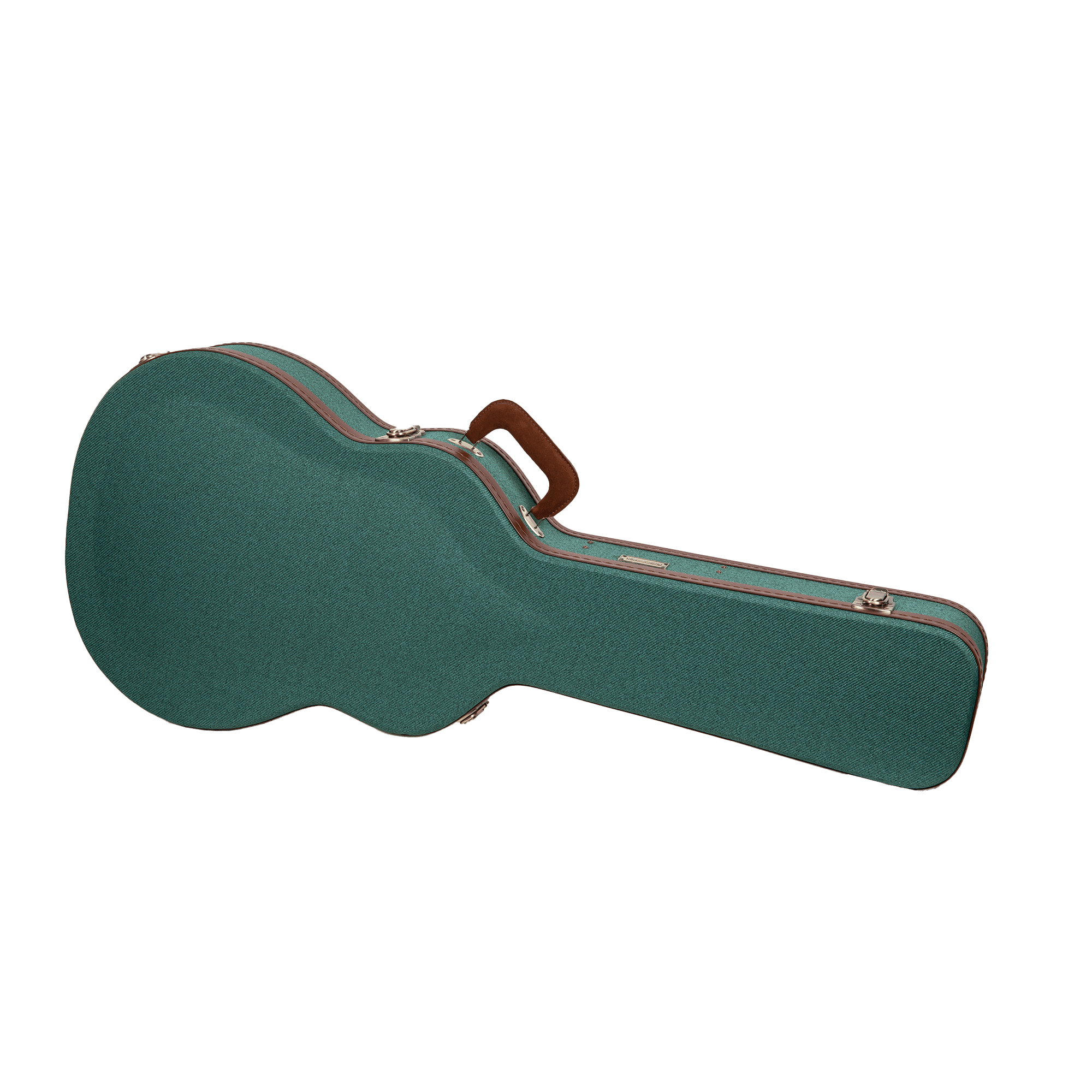 Crossrock Master Series-Wooden 335 Style 6-string Semi-Hollow Electric Guitar Case-Security Lock, Genuine Leather Handle, Reinforced Hardware, Storage Space-Malachite Blue Tweed