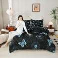 thumbnail image 4 of Manfei Dreamy Butterfly Child Queen Comforter Set, Blue Dandelion Bedding Comforter Set, Mystic Starry Sky Bedding Set, Lightweight Room Decor, 3-Piece, 4 of 8