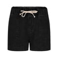 thumbnail image 4 of Pantalones cortos de mezclilla for mujer de talle alto con cordón elástico en la cintura elástica de moda Jorts de mezclilla pantalones cortos de verano, 4 of 7