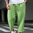 thumbnail image 4 of HOOMEUMY Mens Crinkled Gauze Pants Drawstring Elastic Waist Casual Summer Trousers Light Breathable For Beach Vacation Daily Wear, 4 of 8