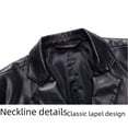 thumbnail image 3 of Traje de otoño e invierno de longitud media para hombre, cuello de traje de hombre gordo de talla grande, cuero PU, 3 of 5