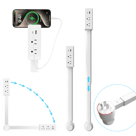 YUJING SUPERLIFE Electrical Outlet Extender Features USB-A USB-C and 2 Ac Outlets Access Hard-to-Reach for Office Home US Plug