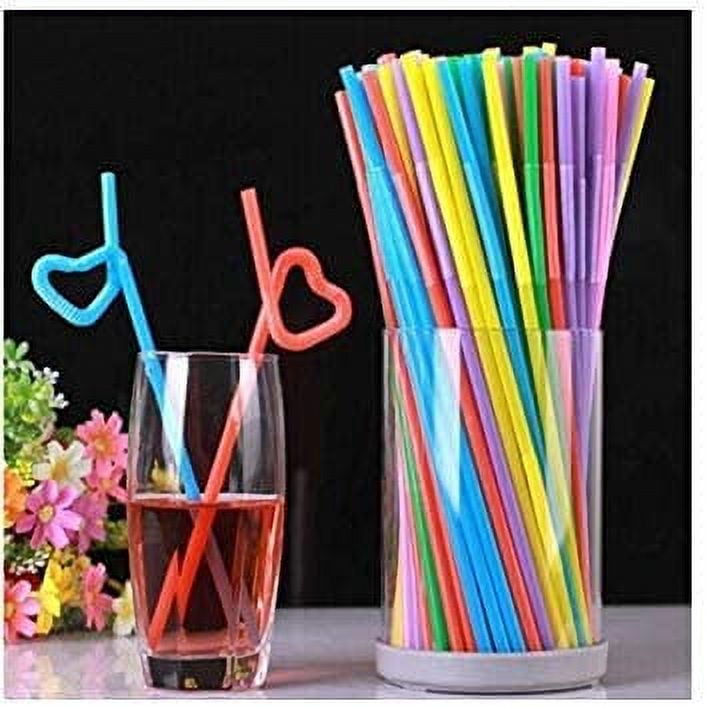 Disposable Drinking Straws - Flexible Neon Colorful Plastic Straw -  Colorful Party Fun Straws - Bulk Pack - Kid Friendly - BPA Free - 100 PCS.