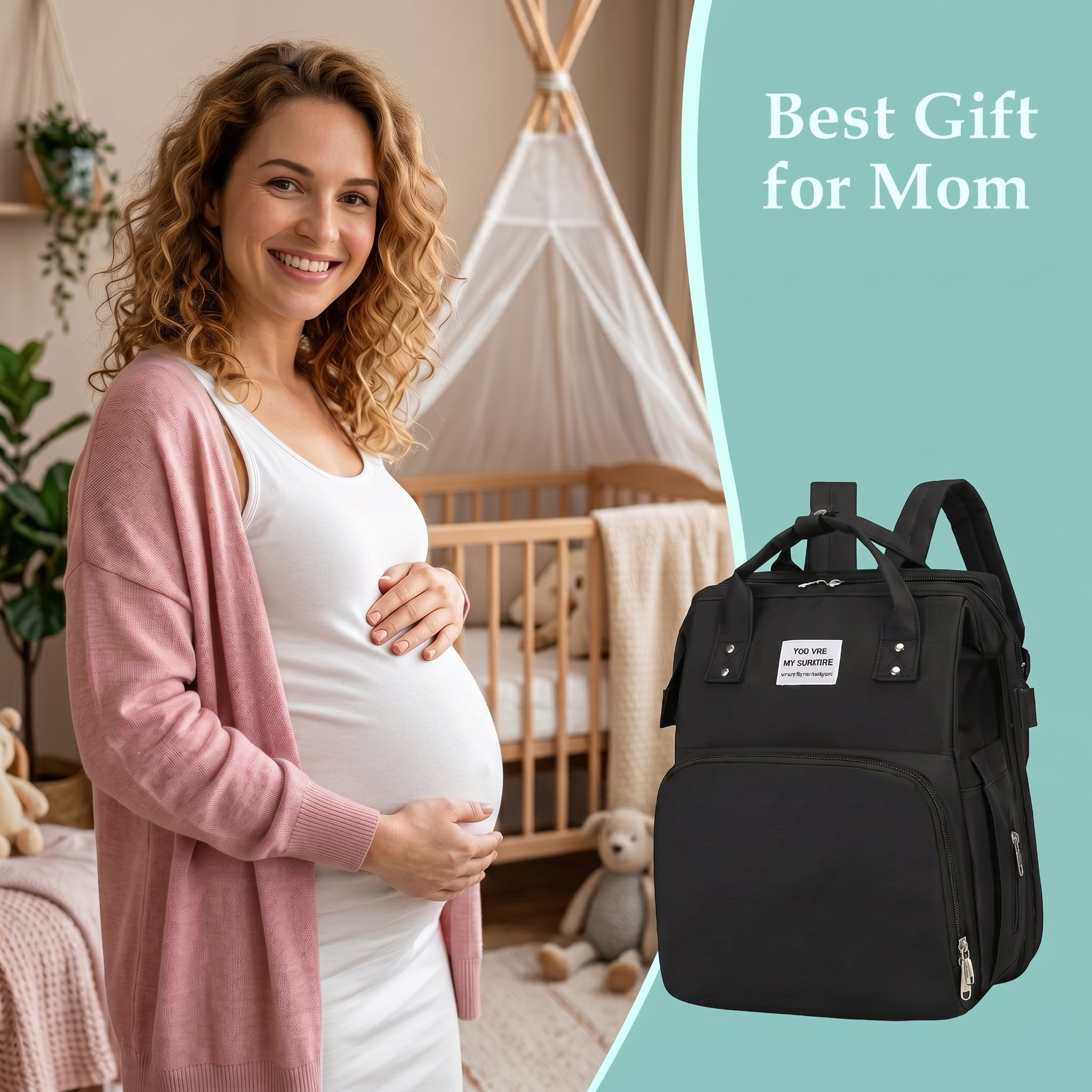 Diaper Bag Backpack with Changing Station, Waterproof Large Capacity Travel Baby Bag for Mom Dad, USB Charging Port, Baby Shower Gifts, Black