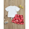 thumbnail image 4 of Kiapeise Toddler Baby Girl Valentine's Day Skirt Outfit Set Love Heart Lip Printing T-Shirt Tops Rompers Pleated Tutu Skirts, 4 of 8