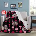 thumbnail image 1 of Custom Couple Face Love Heart Soft Micro Fleece Blanket, 1 of 6