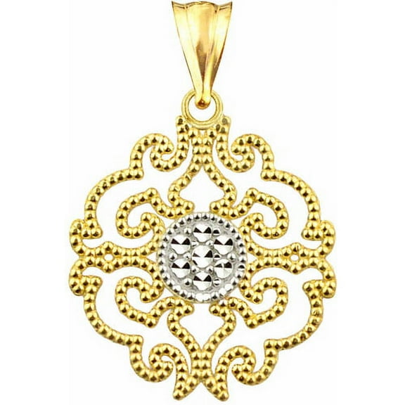 US GOLD 10kt Gold Vintage Filigree Fashion Charm Pendant