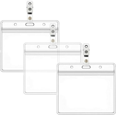 Zoizocp Horizontal Name Tag with Vinyl Strap Badge & Id Holders, 2.36 x 3.74, 6 Pack