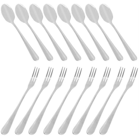 Set of 16 Demitasse Espresso Spoon (4 inch) and Stainless Steel Forks (4.8 inch), DaKuan Mini Coffee Spoons & Cake Forks for Dessert, Tea, Appetizer