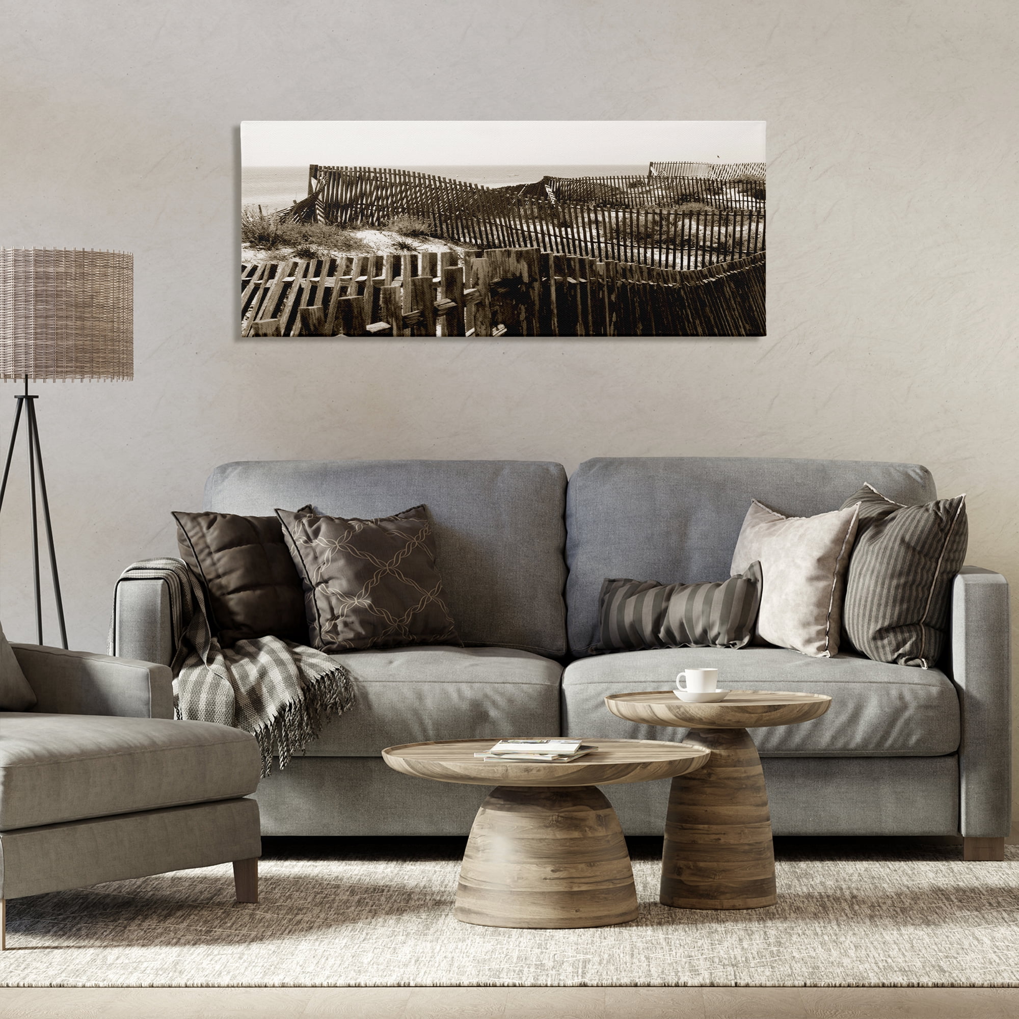 Stupell Industries Winding Beach Fence Landscape & Nature Photography Wrapped Canvas Art Print Wall Art, 48 x 20