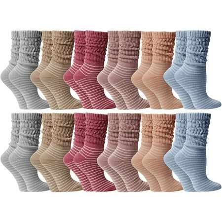 

12 Pack SOCKS NBULK Womens Cotton Slouch Socks Ladies Scrunchy Slouchy Boot Socks (Mixed Slouch)