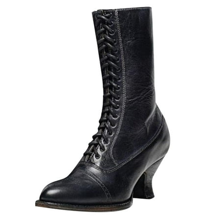 

ZHAGHMIN Fashion For Women Toe Heel Laceup Pointed Boots High Vintage Crosstied Shoes Gothic Women S Boots Long Boots For Women Wide Calf Wide Calf Riding Boots For Women Size 10 Calf High Boots For