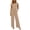 Khaki, variant on Womens Solid Color 2 Piece Outfit Set V Neck Sleeveless Cuffed Hem Top Elastic High Waist Pocket Wide Leg Pants Casual Matching Suit for Daily Vacation Navy M(M)