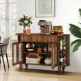 thumbnail image 2 of Wirrytor 47" Mid-Century Sideboard with Tambour Sliding Sides, Coffee Bar Buffet Cabinet Credenza for Kitchen Living Room Dining Room, Walnut, 2 of 9