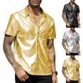 thumbnail image 6 of Men Fashion Short Sleeve Button-up Lapel Bright Shirt Summer Party Nightclub Top, 6 of 11