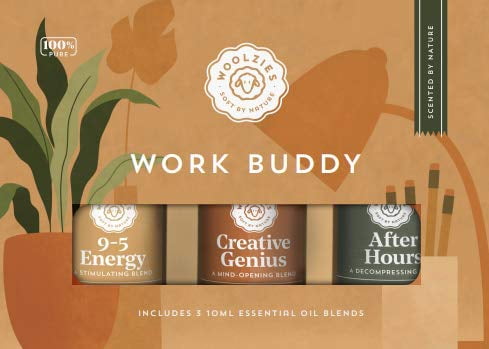 Work Buddy Essential Oil Blends Set of 3 For Diffuser, Massage or Topical Use | Incl 9-5 Energy, Creative Genius & After Hours | 10 ML