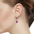 thumbnail image 2 of Gem Stone King 13.22 Ct Pear Shape Red Created Ruby Black Onyx 925 Sterling Silver Earrings, 2 of 3