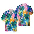 thumbnail image 3 of Camisas estampadas con cocoteros de playa hawaianas para hombres, ropa informal para la playa hawaiana, blusas Y2k de manga corta para vacaciones para hombres, 3 of 4