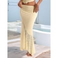thumbnail image 5 of Women'S 2 Piece Outfits Ruffle Trim Crop Top and Low Rise Maxi Skirt Set Light Yellow XS, 5 of 6