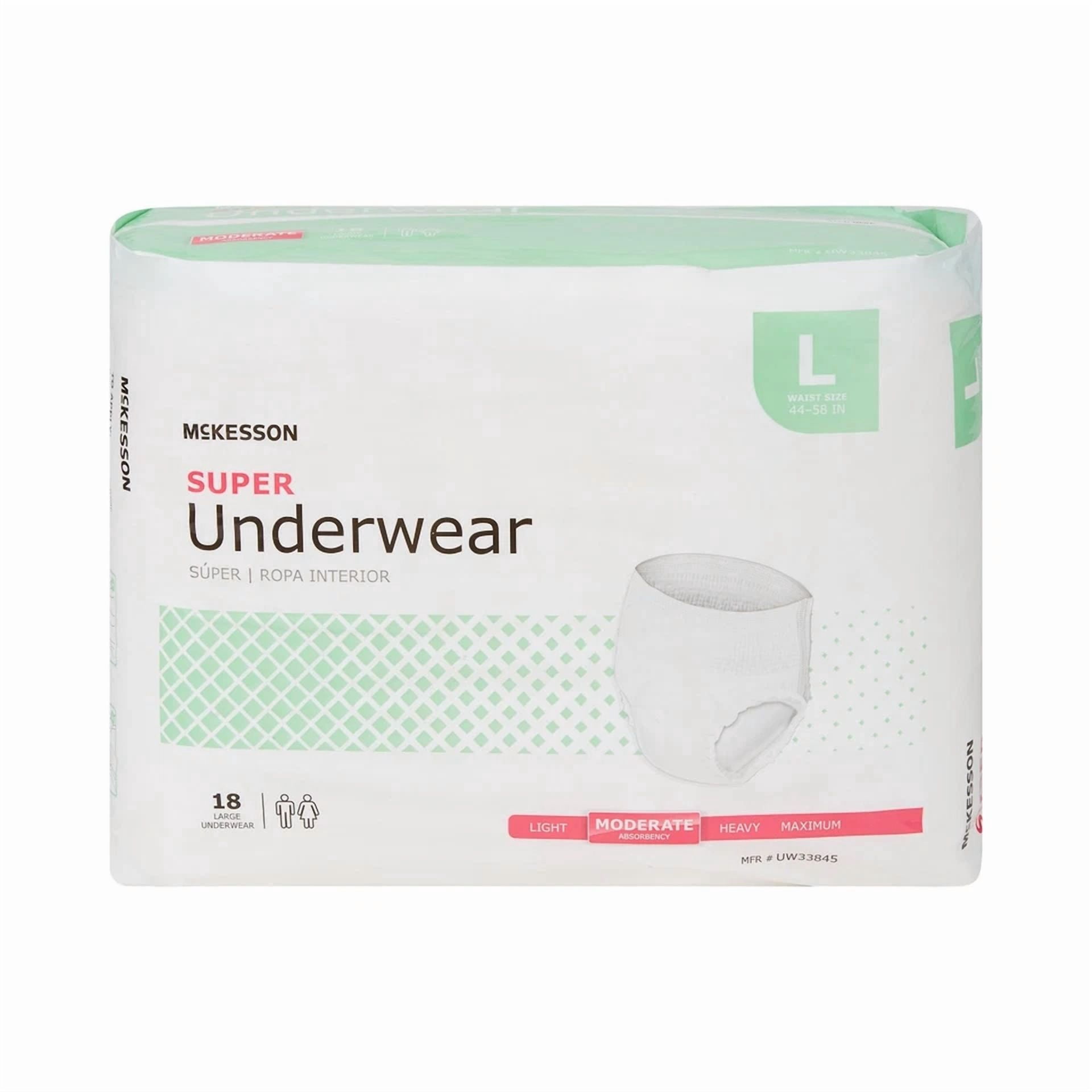 CIRCLE- 18 Mckesson Adult Disposable Cloth Like Underwear Diapers L Moderate Absorbency