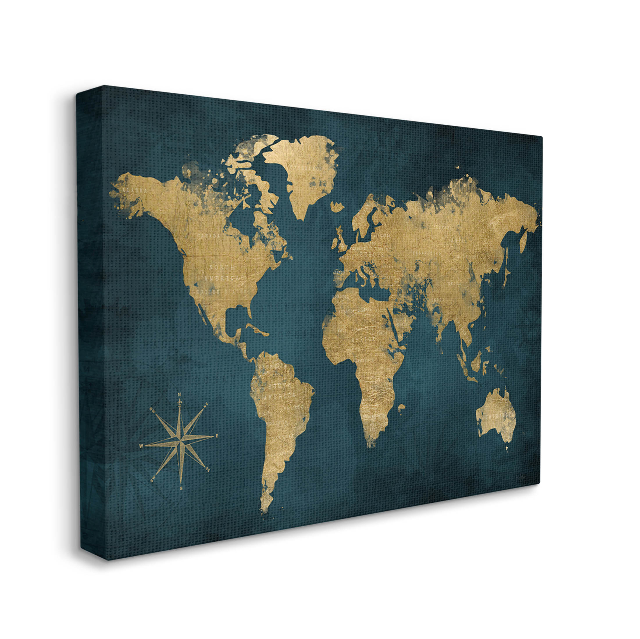 Stupell Industries Blue Compass Pattern Map Graphic Art Gallery Wrapped Canvas Print Wall Art, Design by Natalie Carpentieri