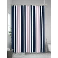 thumbnail image 5 of Shower Curtain Pink Striped Bathroom Curtains with Hooks, Waterproof Fabric Navy Blue Vertical Stripes Bath Shower Curtains Set for Bathroom Bathtubs Decor 36x72 Inch, 5 of 8