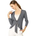 thumbnail image 1 of Women's Tie Front Metallic Ruffled Long Sleeve Open Cardigan, 1 of 6