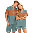 thumbnail image 2 of Couples Pajamas Matching Sets Silk Satin Short Sleeve Button Down Pjs Sleepwear Satin Pjs Shorts Set Soft Loungewear S-Xxxxl(Women), 2 of 5