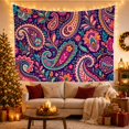 thumbnail image 3 of Colorful Paisley and Floral Motifs on Deep Navy Background, Mystical Boho for Women, Decorative Art Wall Accent, Housewarming Gift, Tapestry Wall Hanging for Bedroom and Living Room, 3 of 7