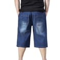 thumbnail image 4 of JUUYY Baggy Jean Shorts for Men Casual Loose Fit Long Denim Shorts Vintage Elastic Waist Drawstring Below Knee Jeans Shorts Streetwear Blue XXXXL, 4 of 9