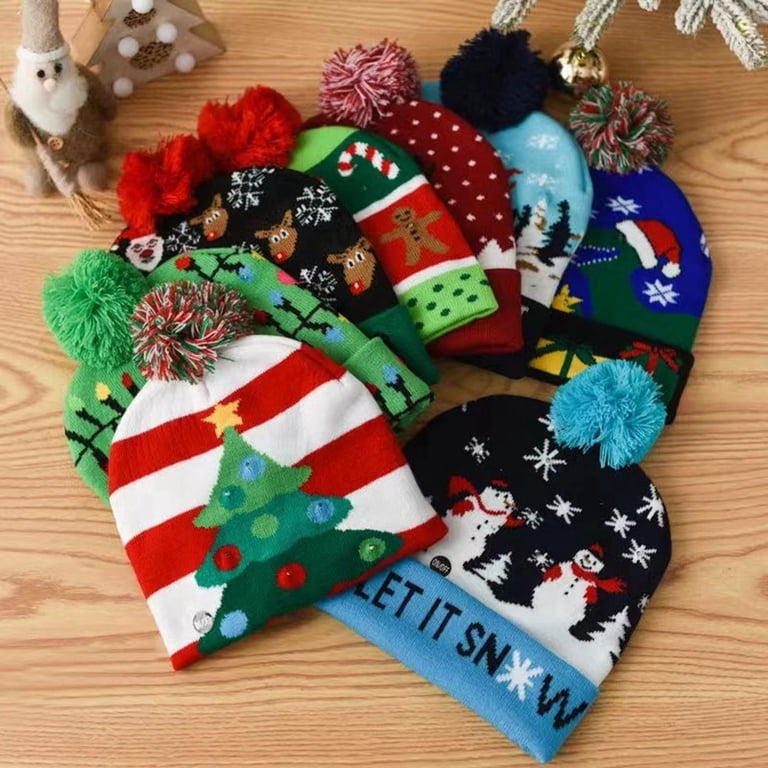 Unisex LED Knit Christmas Sweater Hat Beanie Party Holiday Gift Amazon.com: 2 Pack LED Light Up Hat Beanie Knit Cap, Unisex  main image 4