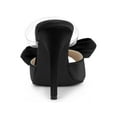 thumbnail image 2 of BLISSFUL STEP Women's Clear Strap Bow Stiletto Heels Mules Slide Sandals Black (Size 9), 2 of 8