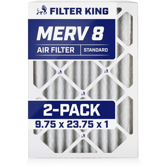 Filter King 9.75x23.75x1 Air Filter | 2-PACK | MERV 8 HVAC Pleated A/C Furnace Filters | MADE IN USA | Actual Size: 9.75 x 23.75 x .75"
