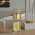 thumbnail image 5 of Tea Infuser Bottle, Double Wall Glass Travel Mug, Heat Resistant Tea Tumbler, Loose Leaf Tea Strainer Cup, Glass Water Tea Tumbler for Homes, Offices, Schools, Champagne Gold, 16.9 oz, 5 of 5