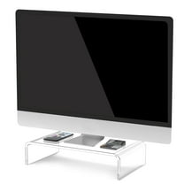 Acrylic Computer Monitor Stands Laptop Riser Extra Storage, Clear Shelf
