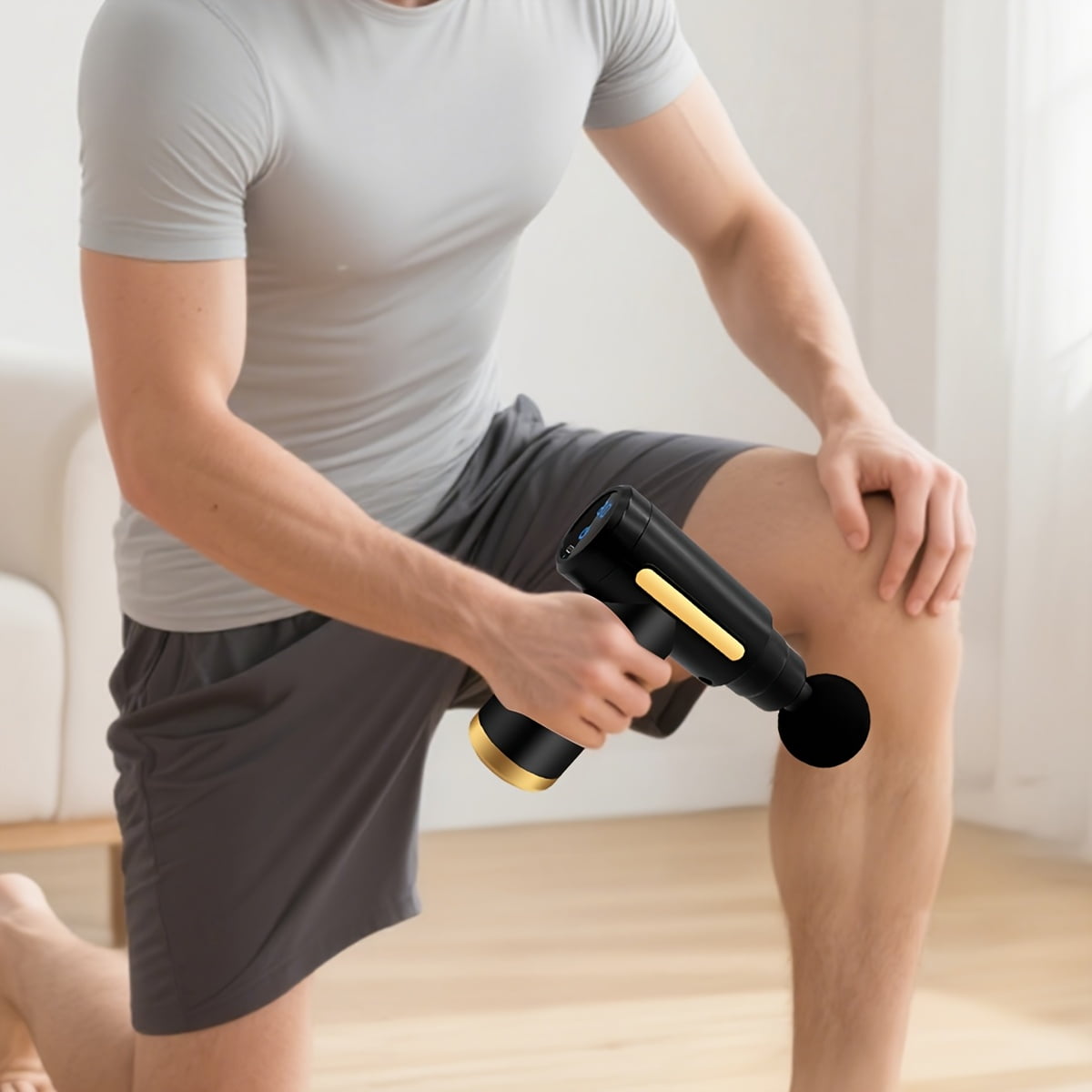 Fanruina Electric Fascia Massage Gun Portable Muscle Massager with LED Touch Screen 6 Massage Heads Mini Handheld Ultra Quiet Brushless Motor for Sports and Fitness