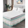 thumbnail image 4 of Turquoise Beige Stripe Wrap Around Bed Skirts for King Bed 18" Drop,Bed Skirt with Adjustable Elastic Belt Dust Ruffle Bed Valance for Bedroom Hotel Modern Art Horizontal Striped Bed Frame Cover, 4 of 7