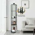 thumbnail image 2 of Floor Lamp with Shelves, 70"H 5-Tier Modern Standing Shelf Floor Lamp with Glass Shade & LED Bulb, Corner Display Floor Lamp for Living Room, Bedroom, Office, Home Decor (Matte Black), 2 of 7