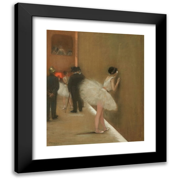 Henri Gervex 12x14 Black Modern Framed Museum Art Print Titled - Behind the Curtain at the Ballet