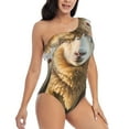thumbnail image 3 of Pofeuu Cute Prairie Sheep Herd Print Women's One Piece Swimsuits One Shoulder Swimwear Asymmetric Ruffle Monokinis Bathing Suits-Small, 3 of 6