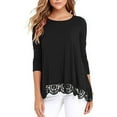 thumbnail image 2 of RQYYD Women's Tops Long Sleeve Lace Trim Crewneck A-Line Tunic Blouse Tops, 2 of 6