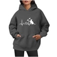 thumbnail image 1 of TINZ Mode Femme Automne Hiver Extérieur Ample Grande Taille Lettre Imprimée Chandail à Capuche avec Cordon de Serrage Haut Chandail Femme Tunique à Fermeture Éclair Robe Chandail Femme Extra Long Chandails à Capuchon Femme, 1 of 6