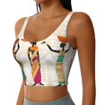 thumbnail image 2 of Goofa Black African Woman Printed Sports Bras for Women, High Impact Running Bra Workout Crop Tank Tops Longline Sports Bra Push up-XX-Large, 2 of 9