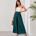 thumbnail image 6 of Women's Chiffon Pants Dressy High Waist Flowy Palazzo Pants Summer Boho Wide Leg Casual Trousers Dark Green M, 6 of 7