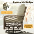 thumbnail image 4 of ELPOSUN 3 Pieces Patio Furniture Set, Outdoor Swivel Gliders Rocker, Wicker Patio Bistro Set with Rattan Rocking Chair, Glass Top Side Table and Thickened Cushions（Off-White）, 4 of 8