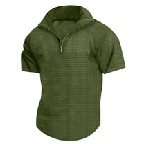 Mens Polo Shirts with Pocket Basic Tee Button Collar Athletic Collared T-Shirts Regular Fit Outdoor Casual Casual Golf Shirts,Army Green,L