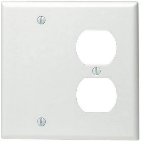 Leviton 88008 2-Gang 1-Duplex 1-Blank Device Combination Wallplate, Standard Size, Thermoset, Box Mount, White