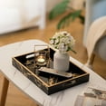 thumbnail image 3 of Hanobe Black Marble Decoative Tray for Decor -Modern Elegant 13"x9.5" Rectangle  Black Tray with Handle Gold for Kitchen Counter Decor, Coffee Bar Tray Ottoman Tray  for All Occasions, 3 of 8