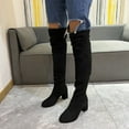 thumbnail image 6 of Wavsuf Cowgirl Boots for Girls Knee High Flock Round Toe Black Shoes Size 40, 6 of 9