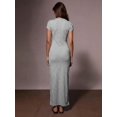 thumbnail image 2 of Womens Grey Casual Round Neck Short Sleeve Long Maxi T-Shirt Dress, 2 of 6